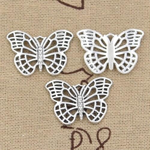 12pcs Charms Hollow Butterfly 26x18mm Antique Making Pendant fit,Vintage Tibetan Bronze Silver color,DIY Handmade Jewelry