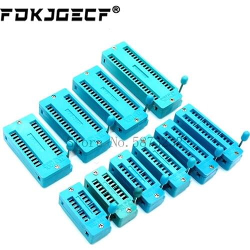 14 16 18 20 24 28 32 40 P Pin Wide / Narrow 2.54 MM Green DIP Universal ZIF IC Socket Test Solder Type IC lock seat zif socket