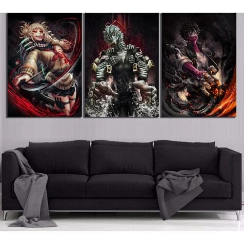 3 Piece Fashion Anime Girl and Boy Pictures My Hero Academia Himiko Toga Dabi Shigaraki Tomura Canvas Paintings for Wall Decor