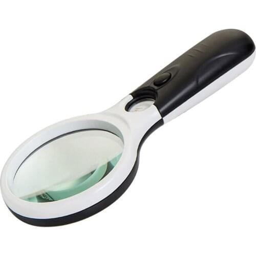 3x 45x Book Read Loupe Lighted Handheld Magnifier Newspaper Reading Magnifying Glass with LED Lights Magnification