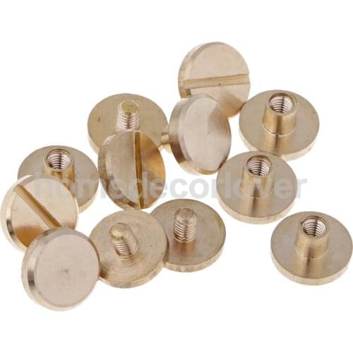 6 Sets Solid Brass Flat Round Head Stud Screwback Leather Craft Chicago Screws