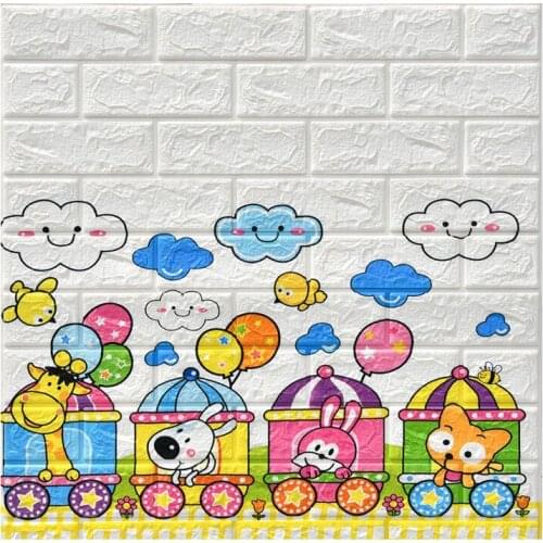6mm Thicken Cartoon 3D Brick Wallpapers for Kids XPE Foam Anti-Collision Wall Paper Self-Adhesive Kindergarten Decorate Stickers