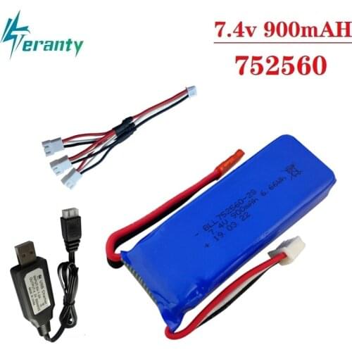 7.4V 900mAh Rechargeable battery and battery charger set For XK X520 XK X420 RC Quadcopter Helicopter Spare Parts