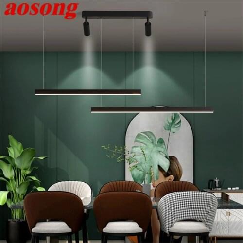 AOSONG Creative Pendant Light Contemporary Line Lamp With Spotlight LED Fixtures For Home Dining Room