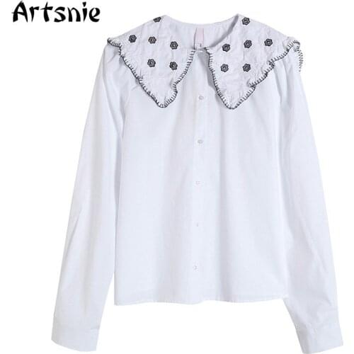 Белые блузки Artsnie China At AliExpress