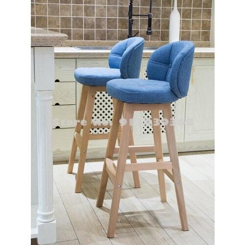 Bar Chair Solid Wood High Stool Modern Simple High Stool Family Bar Stool Light Luxury Bar High Chair Front Desk Bar Chair