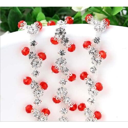 Free Shipping 5 yards Crystal Rhinestone Trim, Rhinestone Applique, Bridal Applique,Wedding Applique,Rhinestone Chain TONG105