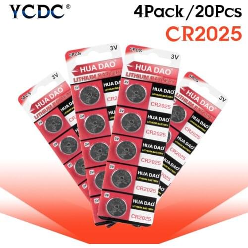 CR2025 20pcs / pack calculator button battery watch DL2025 BR2025 remote control 3V disposable lithium Cell Coin battery