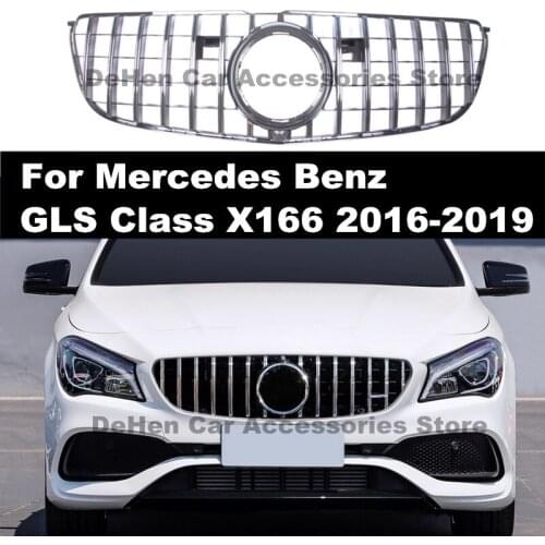 For GLS Class X166 2016-2019 GTR grille Front Racing Grille Upper Grille GT Style with Camer SUV GLS350 GLS400 GLS500 GLS63
