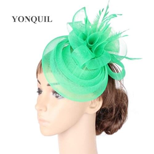 Fashion Multiple Colors Sinamay Fascinator Base Hat Feather And Crinoline In Top Headwear Women Occasion Hair Accessories MYQ135