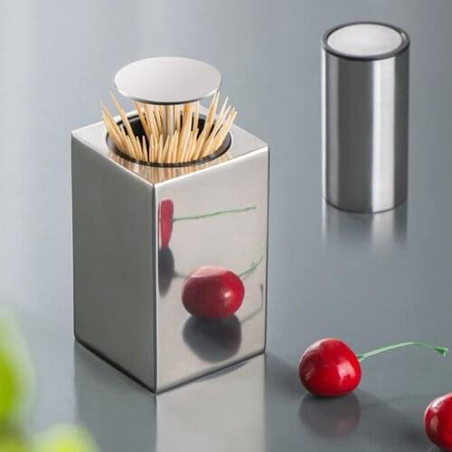 Press Type Toothpick Cartridge 304 Stainless Steel Portable European Type Toothpick Can Automatically Pop Up The Toothpick
