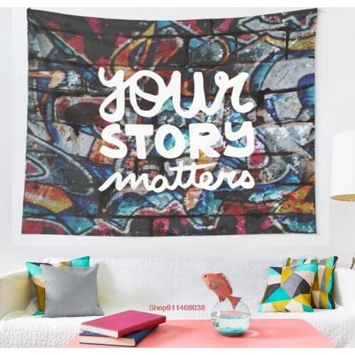 Colorful hip hop grunge your story matters graffiti tapestry Wall Hanging Tapestries for Living Room Beach Towel Blanket
