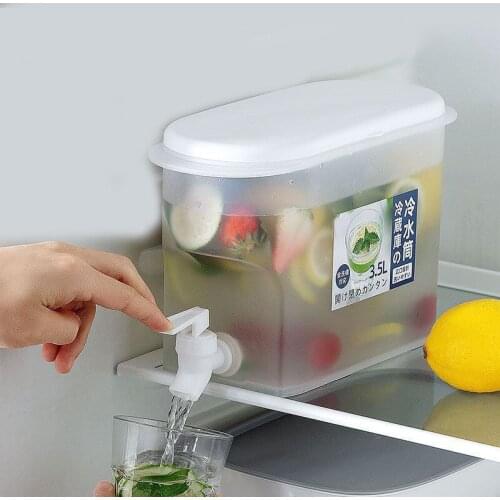 Kitchen Beverage Dispenser Cold Kettle Mini Drink Dispenser For Home Fridge Reusable Fruit Beverage Tub Household 3.5l Cocina