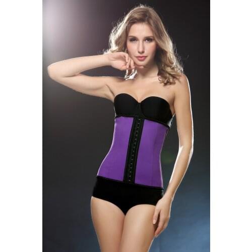 Fashion 9 Steel Bones Purple Latex Rubber Corset Cincher Body Shapewear XS-6XL