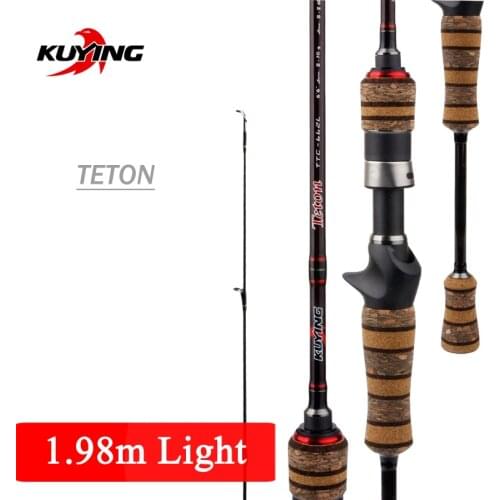 KUYING Teton L Light 1.98m 6'6" Soft Casting Spinning Lure Fishing Rod Pole Cane Carbon Medium Fast Action Trout 2-10g FUJI