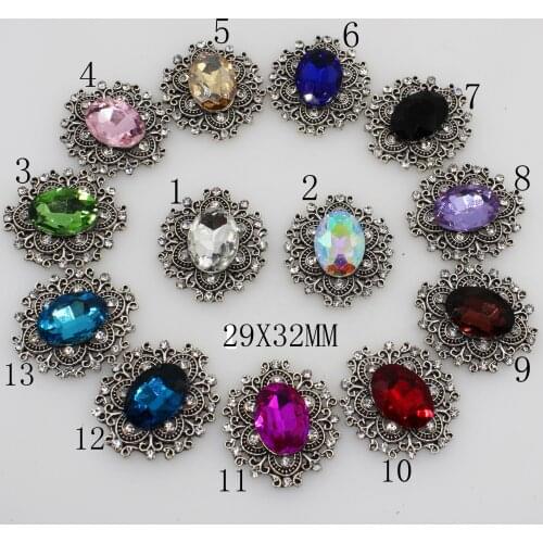 New 5pc Retro Color Glass Rhinestone Button 2019 Wedding Wine Decoraation Flatback Clothing Metal Accessories