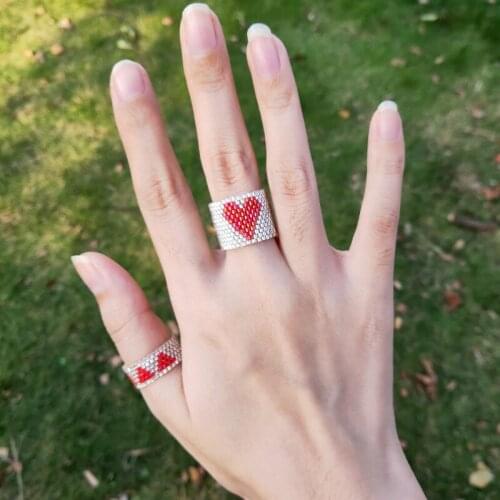 FAIRYWOO Handmade Jewelry Sweet Heart Rings Love Strawberry Lovely Cute Rings For Women Pearl Ring Engagement Rings for Women