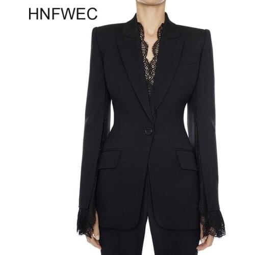 2019 Woman Slim Type Coat Vent Sleeve Lace Edge Decoration One Button Self-cultivation Small Coat L070