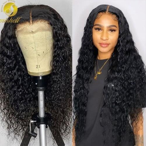 Mishell Deep Wave Human Hair Wigs 28 30 Inch Lace Frontal wig Water Wave Black Women Brazilian Frontal Wig Plucked