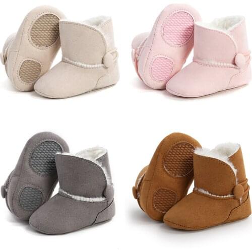 0-18 Months Baby Girls Boys Plush Winter Snow Boot Toddler Solid Color Fleece Lining Thick Boot With Non Slip Rubber Sole