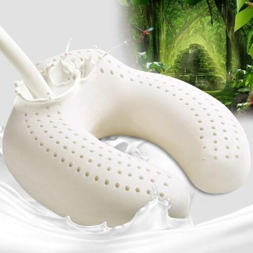 Natural Latex Travel Pillow Car Auto Automobile Office Nap Healthy Neck Pillow Airplane Aircraft Bus Comfort and Fit Body Curve