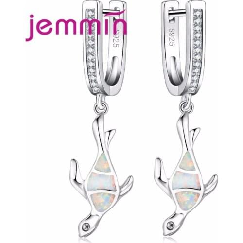 Cute Turtle Fire Opal Earrings 925 Sterling Silver Jewelry for Women Engagement Party Lovely Dangle Earrings