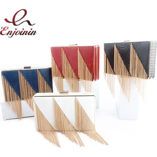 Luxury Fashion Metal Tassel Pu Leather Small Bag Party Clutch Bag Evening Bag For Women Mini Shoulder Bag Purse Ladies Bolsa