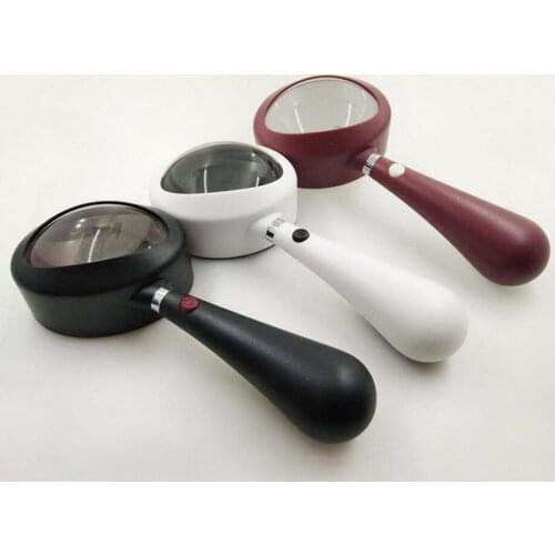 6X 35mm Lens Red Black White Pocket Gift LED Children Educational Magnifier 6.5 Times Magnifying Glass Handheld Reading Loupe