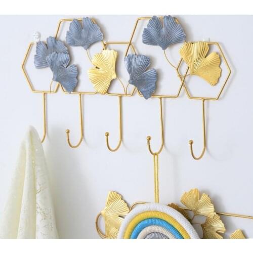 Coat Rack Wall-Mounting Hook Nordic Style Ginkgo Leaf Load Bearing Wall Exquisite Coat Rack Wall Hook for Home Bathroom Kitchen