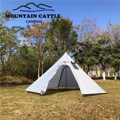 MountailCattle Listening to Snow 320 Octagonal Ultralight Wild Camping Chimney Firewood Pyramid Tent