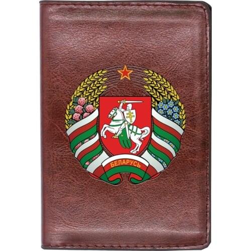 High Quality Leather Vintage Belarus Printing Travel Passport Cover ID Credit Card Case