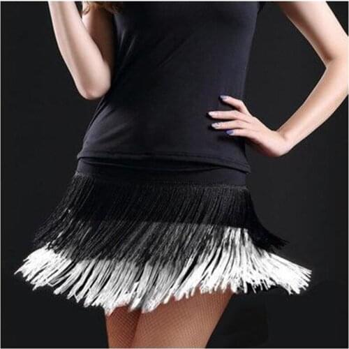 Double Tassel Latin Dance Skirt Fringed Skirt Contains Latin Practice Dance Dress robe Latin Dance Skirt for Women latine femme8