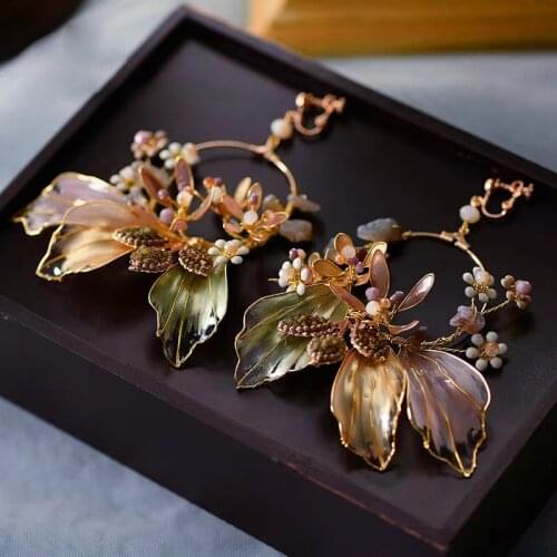 Retro Baroque Vintage Handmade Rhinestone Evening Earrings Prom Hair Jewelry