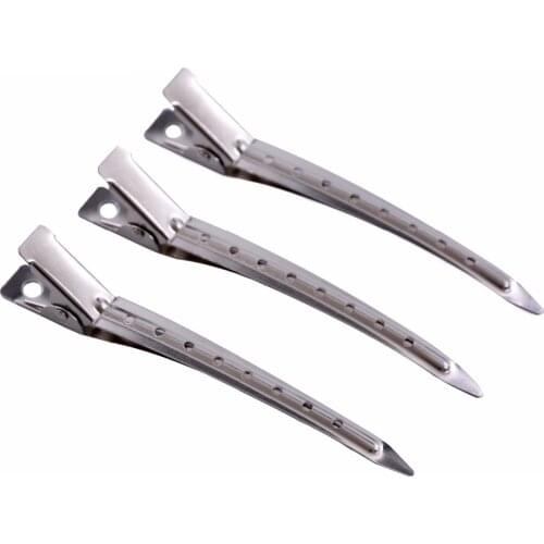 12pcs 9cm Hair Extension Section Snap Wig Clips Stainless Steel Metal Single Prong Alligator Hair Clips for Bows DIY Accessories