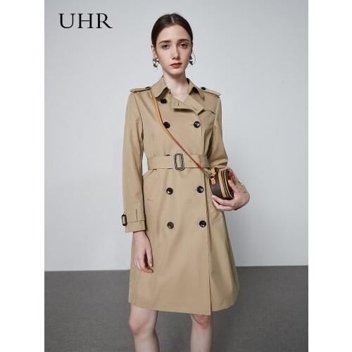 Khaki windbreaker womens middle and long 2021 new small temperament British autumn and winter coat slim coat