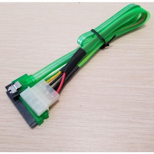 Hard Drive 22Pin(7Pin + 15Pin) to SATA 4Pin Male & ATA Serial Connected Data Cable Extension Cable Green