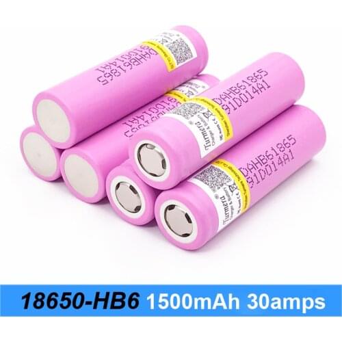 100% original for HB6 18650 1500mah 30A 3.7V High drain rechargeable Li-ion battery with flat top HB6 1500mah 18650 battery oc15