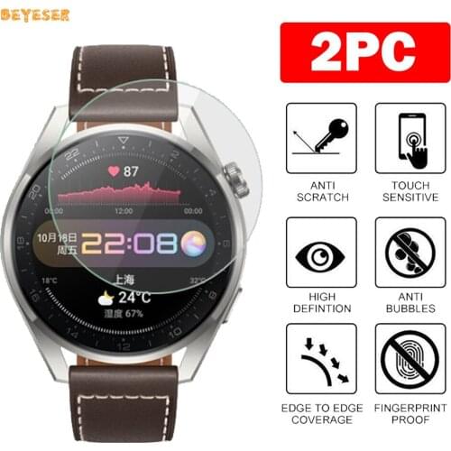 2PC Clear Tempered Glass Film For Huawei Watch 3 Pro Smartwatch Full Screen Protector Watch Replacement Protective Cover Film