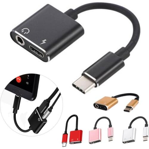2 in 1 3.5mm Headphone Jack Type C Charge AUX Audio Adapter Converter Cable