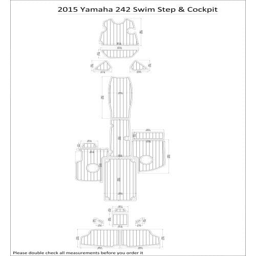 2015 Yamaha 242 Swim Step & Cockpit Pad Boat EVA Teak Decking 1/4" 6mm