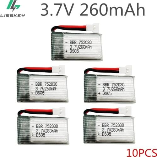 10pcs 3.7V 260mAh Drone Lipo Battery 751732 For RC H48 H8 Mini H8 H22 RC Quadcopter Parts