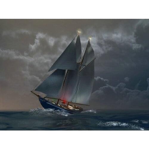 DIY DMC diamond embroidery Night sailing boat needlework cross stitch set full square diamond flower diy diamond painting HL075