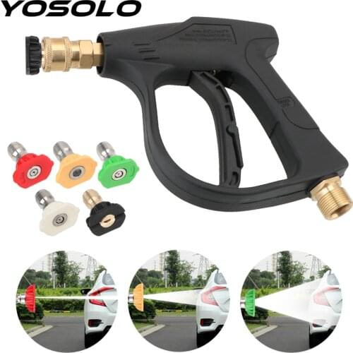 YOSOLO Car High Pressure Water Gun 14mm M22 Socket 1/4" Quick Release Snow Foam Gun with 5pcs Soap Spray Nozzles Car Washer