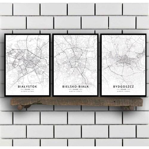 Bialystok Bielsko-Biala Bydgoszcz Bytom Czestochowa Dabrowa Gornicza Elblag Gdansk Gdynia Gliwice Grudziadz Poland Map Poster