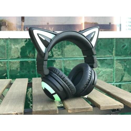 Orignal YOWU 3 Cat ears Black Wireless bluetooth headset Two dimensions LED Luminescence Comics game headphone for girl