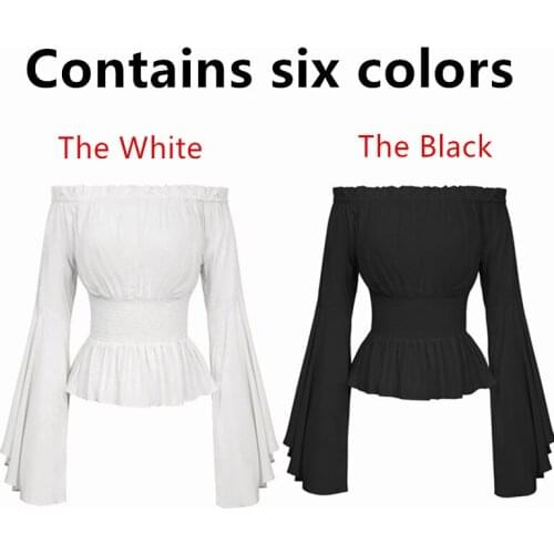 Renaissance Blouse Peasant Women Off Shoulder Sleeves Shirt Boho Steampunk Pirate Medieval Cosplay Costume Corset Top Vintage