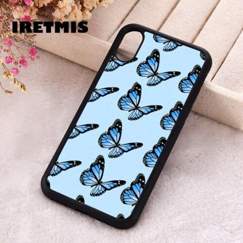 Iretmis 5 5S SE 2020 Phone Cover Cases for iPhone 6 6S 7 8 Plus X Xs Max XR 11 12 MINI Pro Rubber Silicone Blue Butterflies