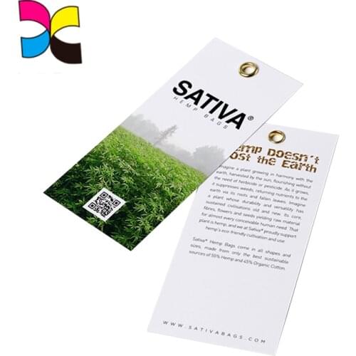 Customized logo silk folder paper hang tags for clothing