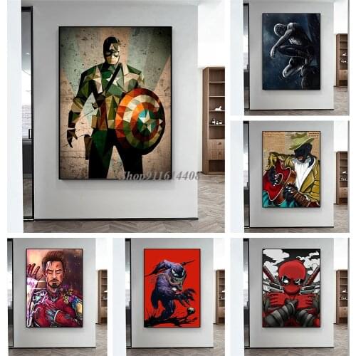 Canvas Painting Classic Marvel Movie Avengers Super Hero Captain America Poster Prints Wall Art Pictures Living Room Home Decor