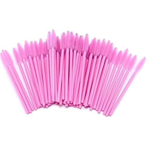 1000pcs/lot Disposable Eyelash Brush Mascara Applicator Pink Eyebrow brush with cosmetic Tools Make Up Synthetic Fiber Hair